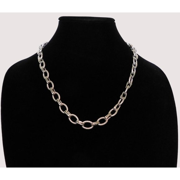Premier Designs Oval Chain Link Necklace Womens 22 inch Signed Silver Plated - Picture 1 of 4
